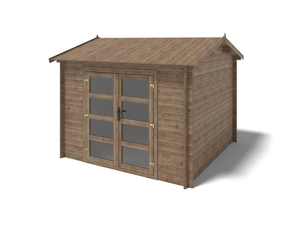 ALTANKA - Abri de jardin en bois - 9m2 - 3x3m - Traité - Ep. 28mm - Couleur: marron - DOM676 - large