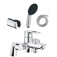 GROHE - Pack mitigeur bain douche mécanique Start Loop + douchette ronde  2 jets + flexible + support - vignette