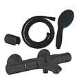 GROHE - Pack mitigeur thermostatique bain douche Precision Start noir mat + Douchette 2 jets Vitalio Start 110 avec flexible et douchette - vignette