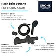GROHE - Pack mitigeur thermostatique bain douche Precision Start noir mat + Douchette 2 jets Vitalio Start 110 avec flexible et douchette - vignette