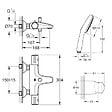 GROHE - Pack mitigeur thermostatique bain douche Precision Start noir mat + Douchette 2 jets Vitalio Start 110 avec flexible et douchette - vignette
