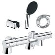 GROHE - Pack mitigeur bain douche thermostatique Grohtherm 800 cosmopolitan + douchette ronde  2 jets + flexible + support - vignette