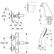 GROHE - Pack mitigeur bain douche thermostatique Grohtherm 800 cosmopolitan + douchette ronde  2 jets + flexible + support - vignette