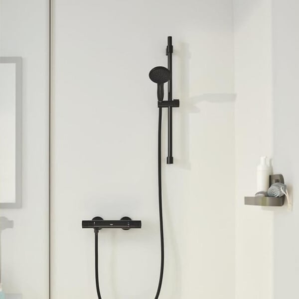 GROHE - Mitigeur douche thermostatique Precision Start + Ensemblede douche avec barre 2 jets + Panier douche - large