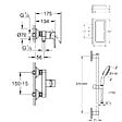 GROHE - Pack mitigeur douche mécanique StartLoop + Ensemble de douche Start 2 jets avec barre + Panier douche - vignette