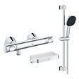 GROHE - Mitigeur douche thermostatique Precision Flow + Ensemble de douche 2 jets avec barre + Panier douche - vignette