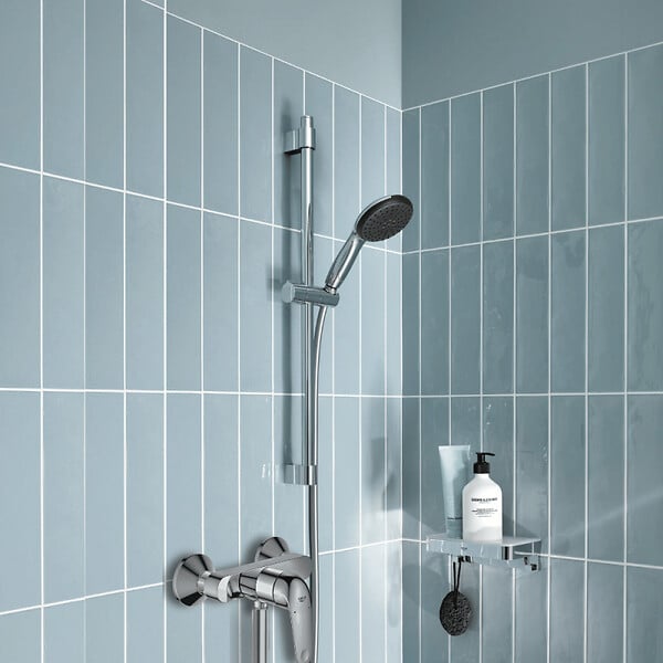 GROHE - Pack mitigeur douche mécanique Swift 2023 + Ensemble de douche 2 jets avec barre Chromé - large