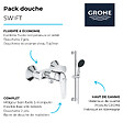 GROHE - Pack mitigeur douche mécanique Swift 2023 + Ensemble de douche 2 jets avec barre Chromé - vignette