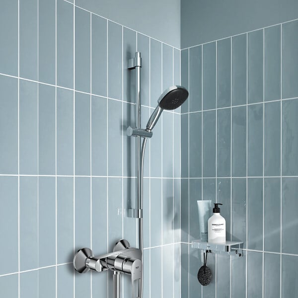 GROHE - Pack mitigeur douche mécanique StartLoop + Ensemble de douche 2 jets avec barre + Panier douche - large