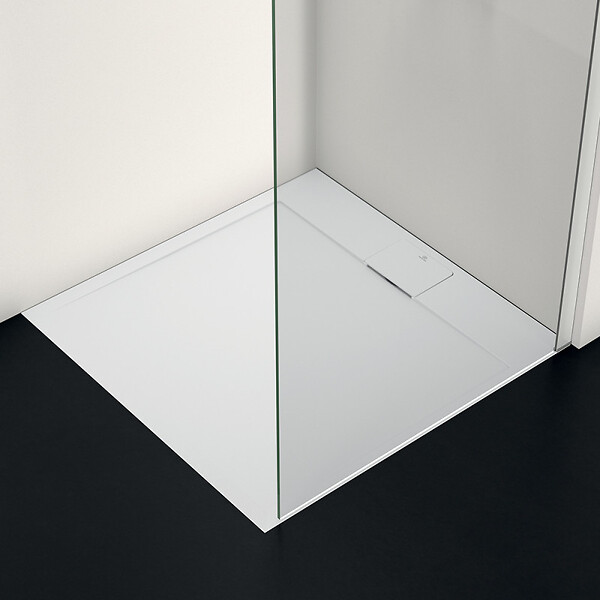 IDEAL STANDARD - Receveur de douche antidérapant Ultra Flat S I.Life recoupable avec bonde longueur 80 x 80 - large
