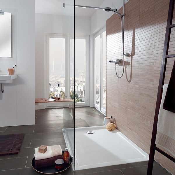 VILLEROY ET BOCH - Receveur de douche antidérapant 140 x 80  Lifetime Plus Cerasoft céramique blanc + Bonde chromé brossé - large