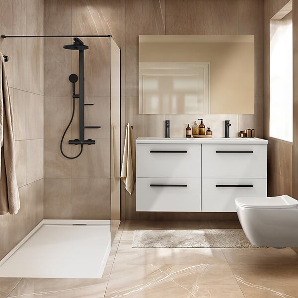 IDEAL STANDARD - Receveur de douche antidérapant Ultra Flat S I.Life recoupable avec bonde largeur 120 x 90 - large