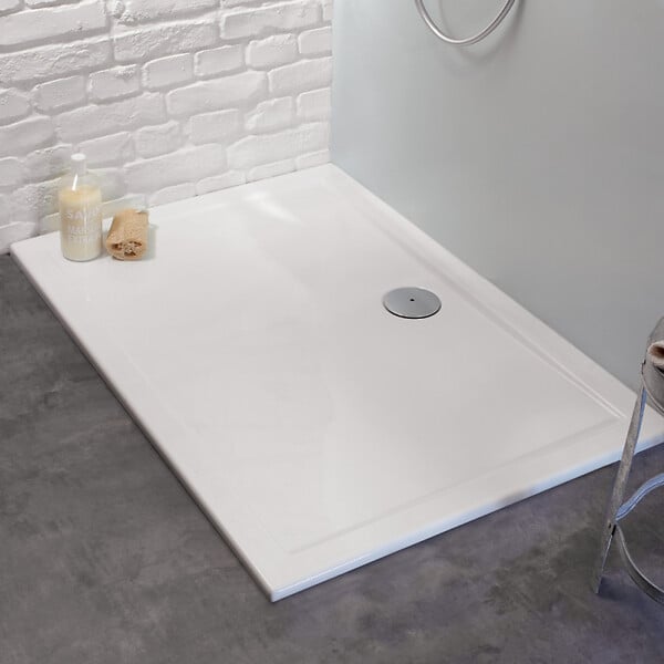 JACOB DELAFON - Receveur de douche 120 x 80 Gaspard extra-plat céramique + Kit de réhausse (5 pieds) + Bonde - large