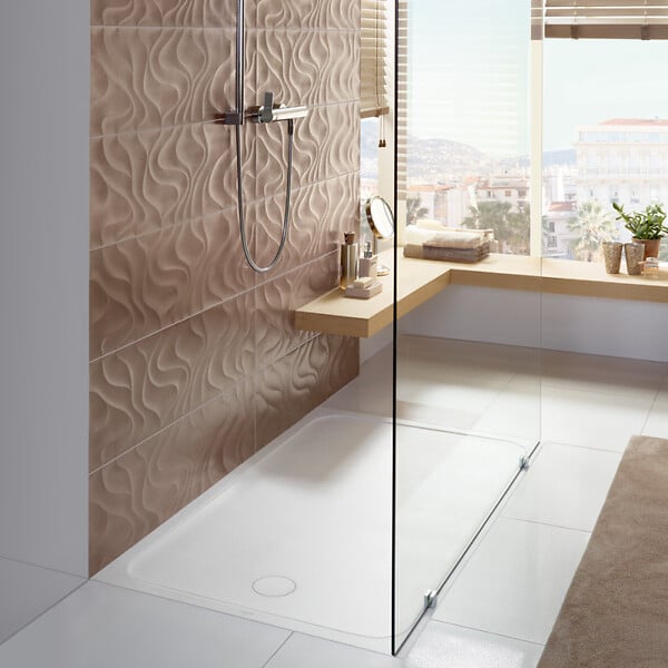 VILLEROY ET BOCH - Receveur de douche antidérapant 100 x 100  Lifetime Plus céramique blanc + Bonde blanc - large