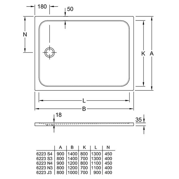 VILLEROY ET BOCH - Receveur de douche antidérapant 140 x 80  Lifetime Plus céramique blanc + Bonde blanc - large