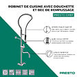 PRESTO - Robinet de cuisine pro sur plage avec douchette et bec de remplissage Chef chrome - vignette