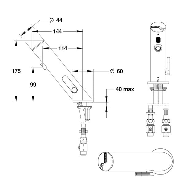 PRESTO - Mitigeur infrarouge sur plage avec RA pour lavabo Linea cuivre brossé - large