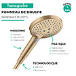 HANSGROHE - Pommeau de douche Raindance Select S EcoSmart 120 3 jets + flexible Designflex 200 cm bronze brossé - vignette