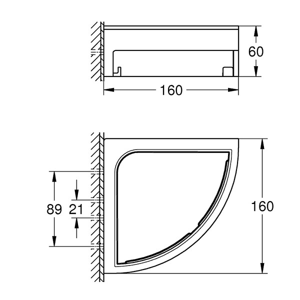 GROHE - Tablette d'angle Start Cube chromé - large