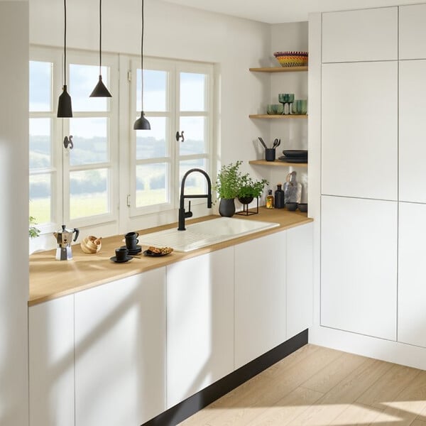 VILLEROY ET BOCH - Robinet cuisine semi-pro  Steel Expert compact window noir mat - large