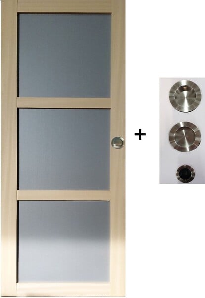 GD MENUISERIES - Porte Coulissante Ayous 3 Panneaux Gris Clair H204 x L73 cm, Galandage, kit finition (coquille et tire doigt) - large