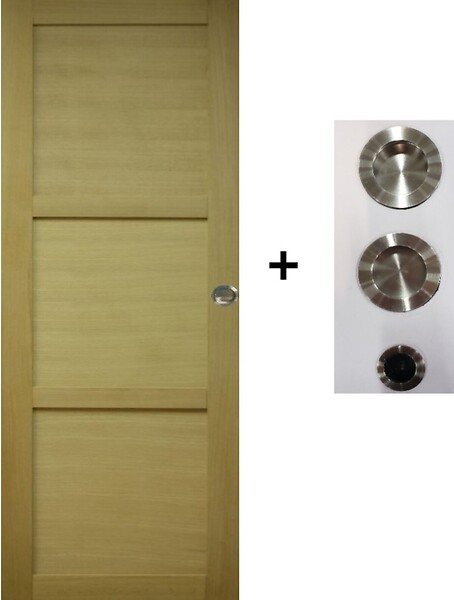 GD MENUISERIES - Porte Coulissante Ayous 3 Panneaux H204 x L83 cm, Galandage, kit finition (coquille et tire doigt) - large