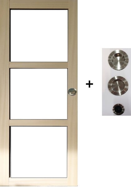 GD MENUISERIES - Porte Coulissante Ayous Vitrage transparent H204 x L83 cm, Galandage, kit finition (coquille et tire doigt) - large