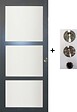 GD MENUISERIES - Porte Coulissante Blakeria Gris Anthr Vitrée H204 x L83 cm, Galandage, kit finition (coquille et tire doigt) - vignette