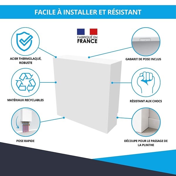 ATOLE - Cache nourrice plomberie ATOLE en acier Blanc - Largeur fixe - Taille 3 - large