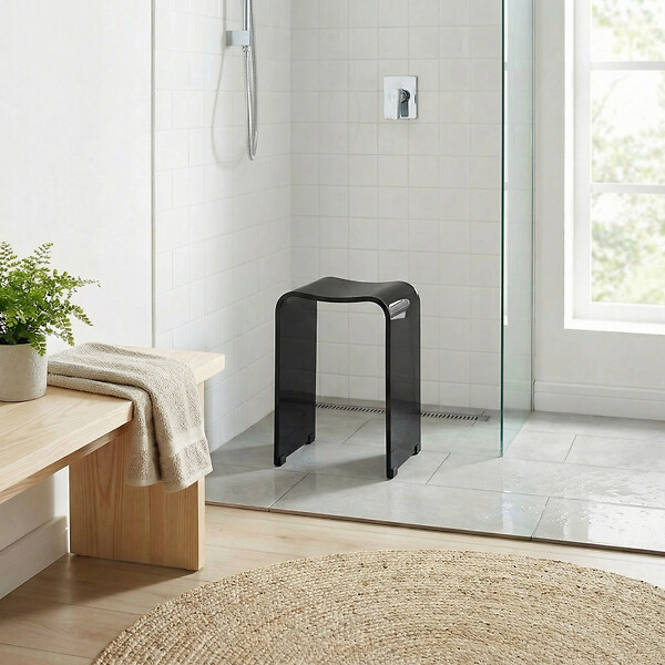 SWISS AQUA TECHNOLOGIES - Swiss Aqua Technologies Tabouret de salle de bain PMR antidérapant – sécurité et autonomie - noir, PMR (SATSTOLPLASTC) - large