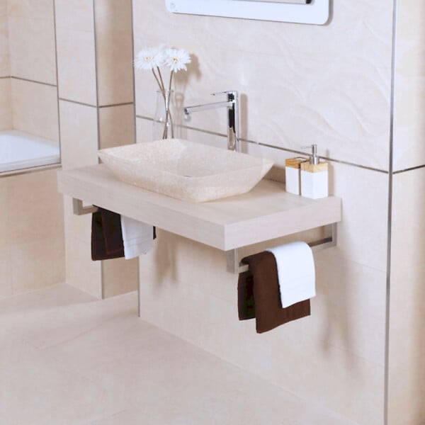 NATUREL - Naturel 1 x support porte serviette en inox, pour plan vasque Dolce 45 cm CONSOLE (KONZOLEH) - large