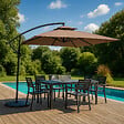 CONCEPT USINE - Parasol  marron déporté rond 2,95 x 2,95 m CAPRI - vignette