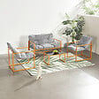 CONCEPT USINE - Salon de jardin 4 places contemporain brun et coussins gris RABAT - vignette