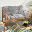 CONCEPT USINE - Salon de jardin 4 places contemporain brun et coussins gris RABAT - vignette