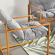 CONCEPT USINE - Salon de jardin 4 places contemporain brun et coussins gris RABAT - vignette