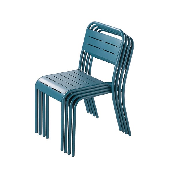 CONCEPT USINE - Lot de 4 chaises en acier bleu BERGAME - large