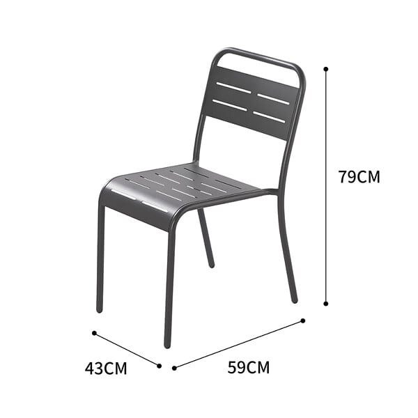 CONCEPT USINE - Lot de 6 chaises en acier gris foncé BERGAME - large