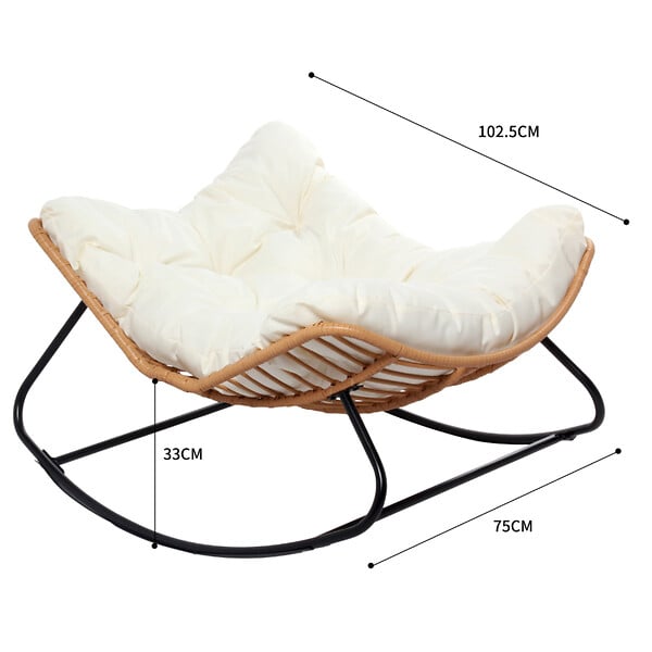 CONCEPT USINE - Fauteuil à bascule en résine tressée coussin beige CANGGU - large