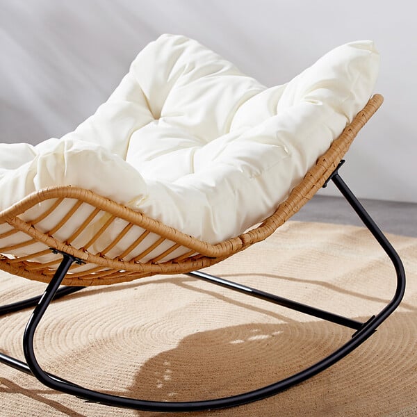 CONCEPT USINE - Fauteuil à bascule en résine tressée coussin beige CANGGU - large