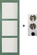 GD MENUISERIES - Porte Coulissante Vert Sauge RAL 6021 Vitrée H204 x L83 cm, Galandage, kit finition (coquille et tire doigt) - vignette