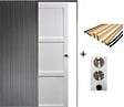 GD MENUISERIES - Porte Coulissante Korya Blanc 3 panneaux H204 x L93 cm, Galandage, kit finition (coquille et tire doigt) - vignette