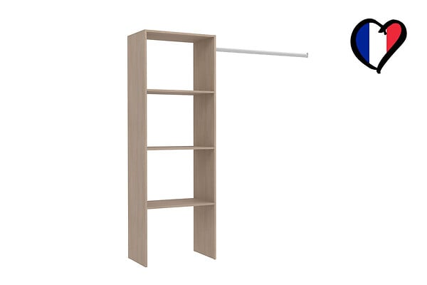 CONCEPT USINE - Dressing bois avec 3 étagères et une penderie : 160 x 40 x 180 cm ELYSEE - large