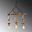 CONCEPT USINE - Suspension rustique filaire 3 lampes cordes et bois ZYA - vignette