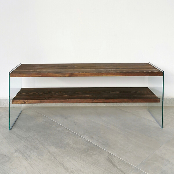 CONCEPT USINE - Meuble TV contemporain verre et bois 120 cm JOY - large