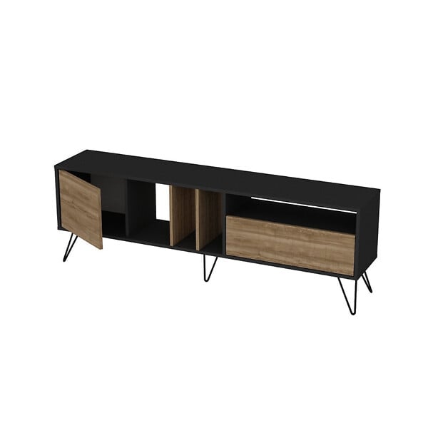 CONCEPT USINE - Meuble TV industriel bois et noir avec rangement 180 cm BAYLEE - large