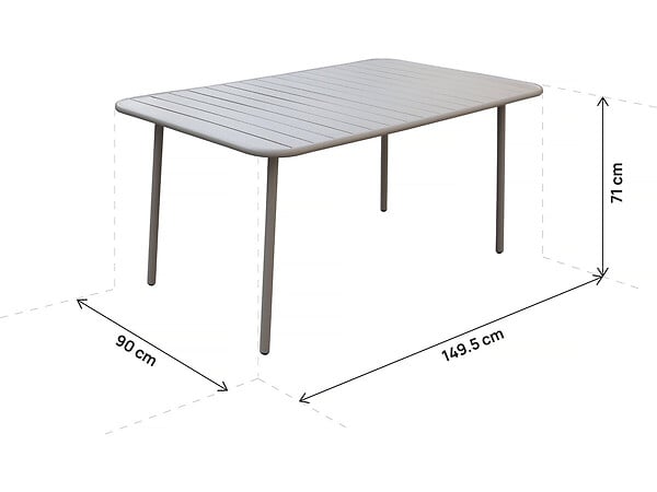 HABITAT ET JARDIN - Table et chaises de jardin en métal "Bilbao" - 6 places - Taupe - large