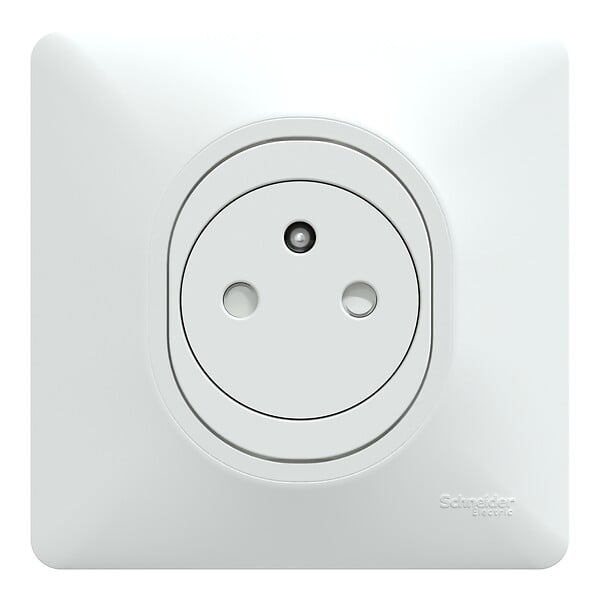 SCHNEIDER ELECTRIC - Ovalis - Lot de 5 prises 2P+T affleurante blanc - Monobloc - avec griffes 16A - large