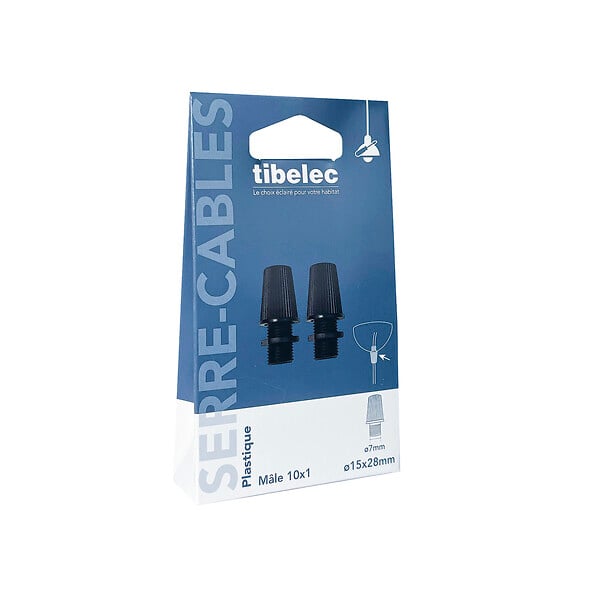 TIBELEC - Lot de 2 serre-câbles, plastique noir 32 mm - large