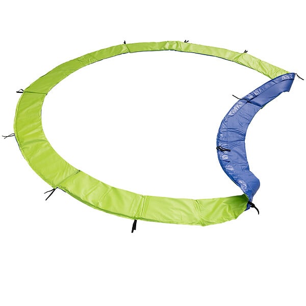 HAPPY GARDEN - Pack Premium Trampoline 370cm réversible bleu / vert PERTH + filet, échelle, bâche et kit d'ancrage - large