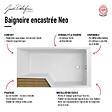 JACOB DELAFON - Pack baignoire bain douche antidérapante 170 x 90 Neo blanc mat - v.droite + pare bain noir mat + tablier - vignette
